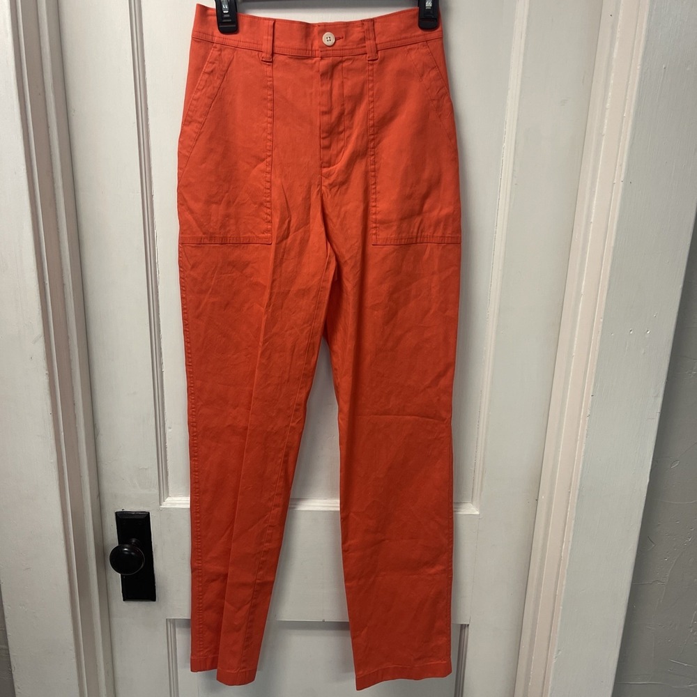 Lands End Pants Womens Size 2 Tall Orange Starfish Straight Pull On Casual